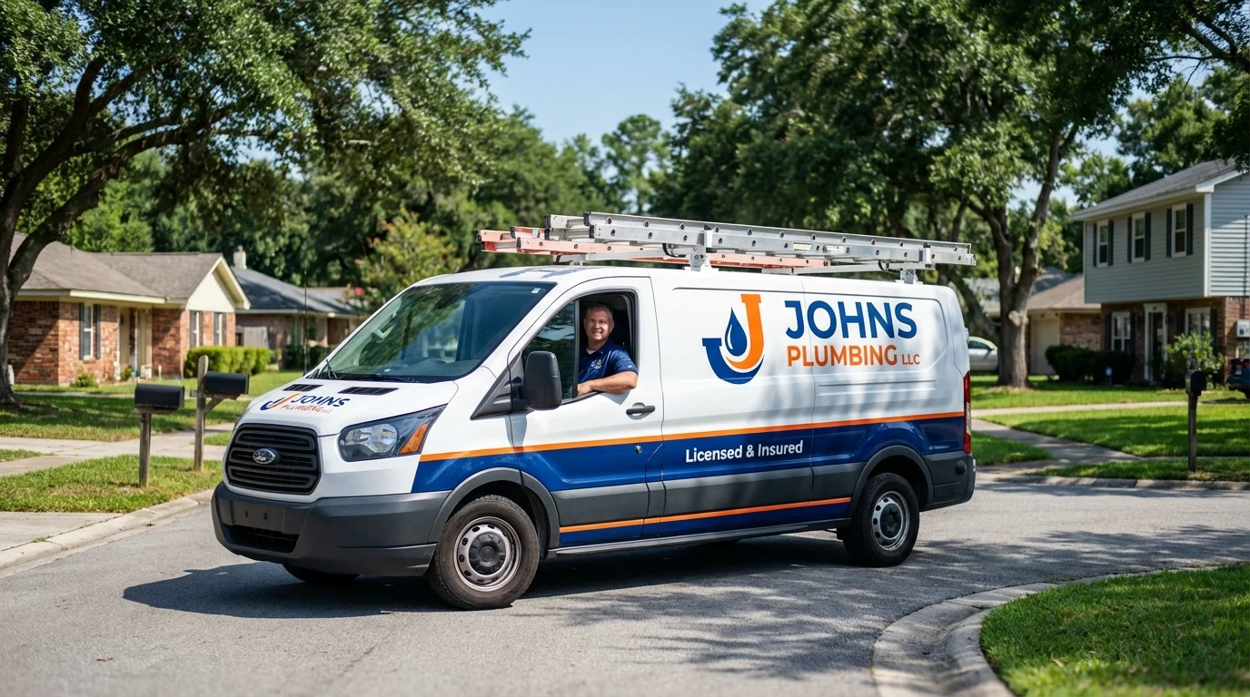 Johns Plumbing LLC service van in Loogootee, IN