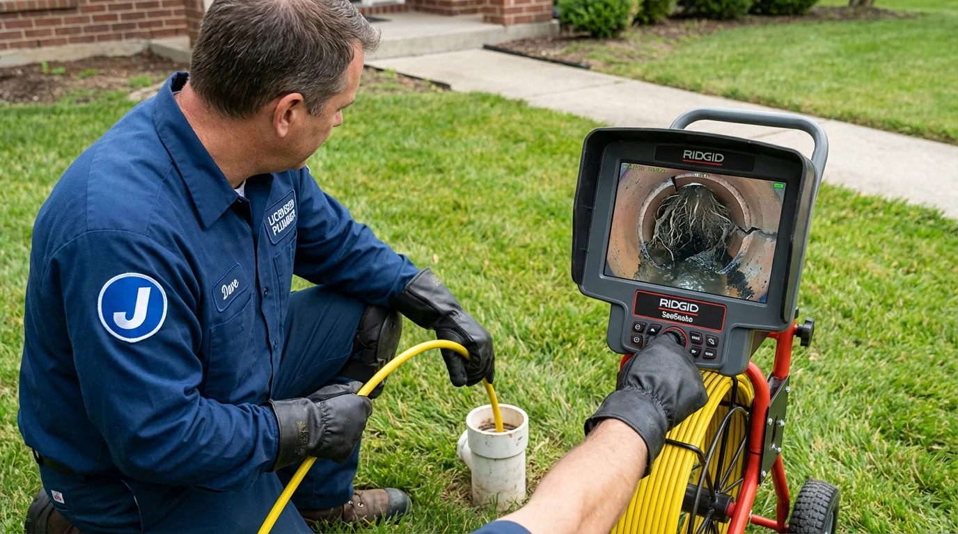Sewer camera inspection being performed by Johns Plumbing LLC in Loogootee