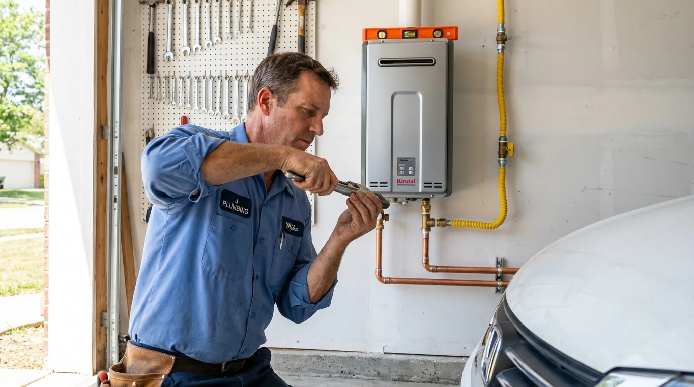 Tankless water heater installation by a Johns Plumbing LLC plumber in Loogootee